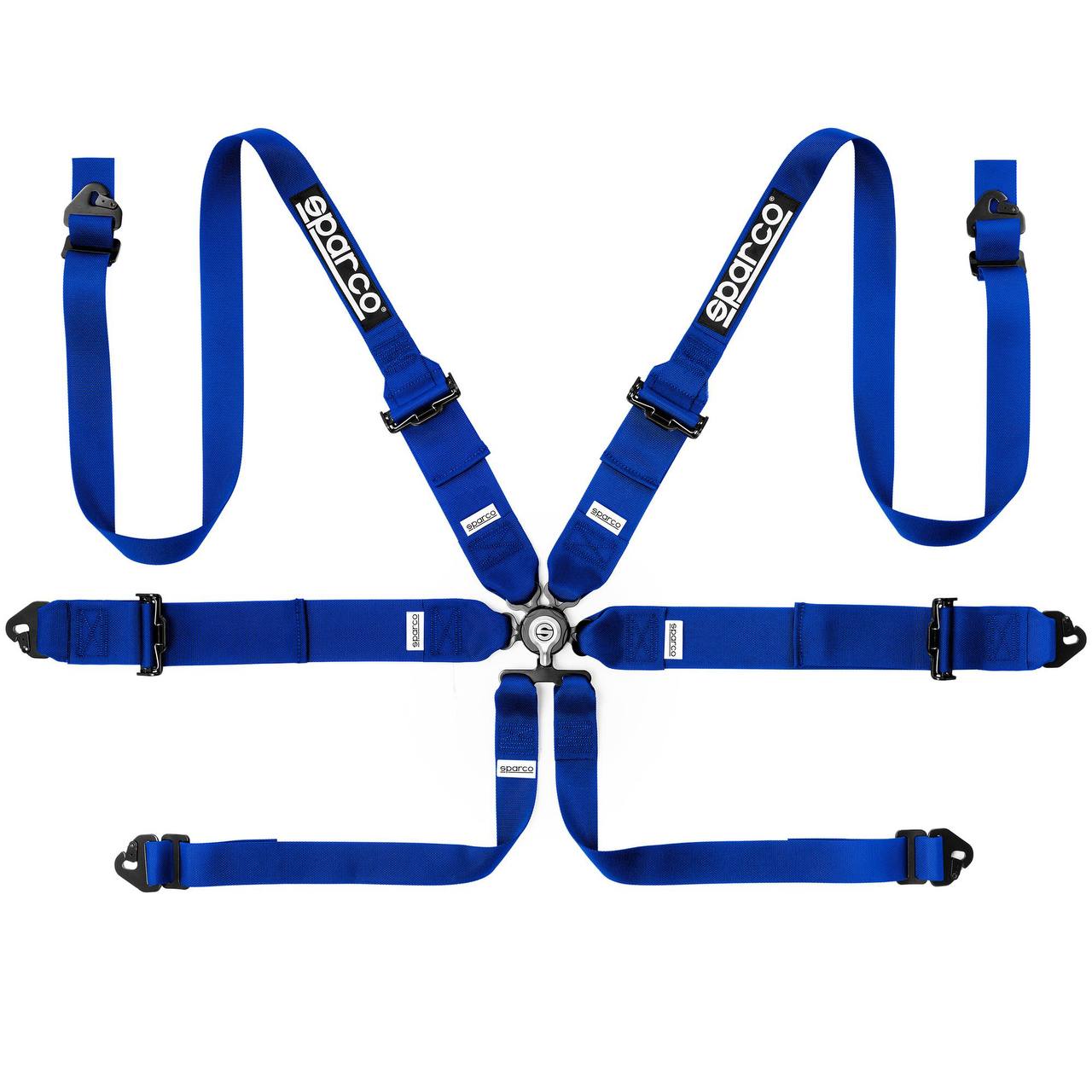 Sparco ремни для автоспорта, 6 точ, 3/2"+3", под HANS, синие