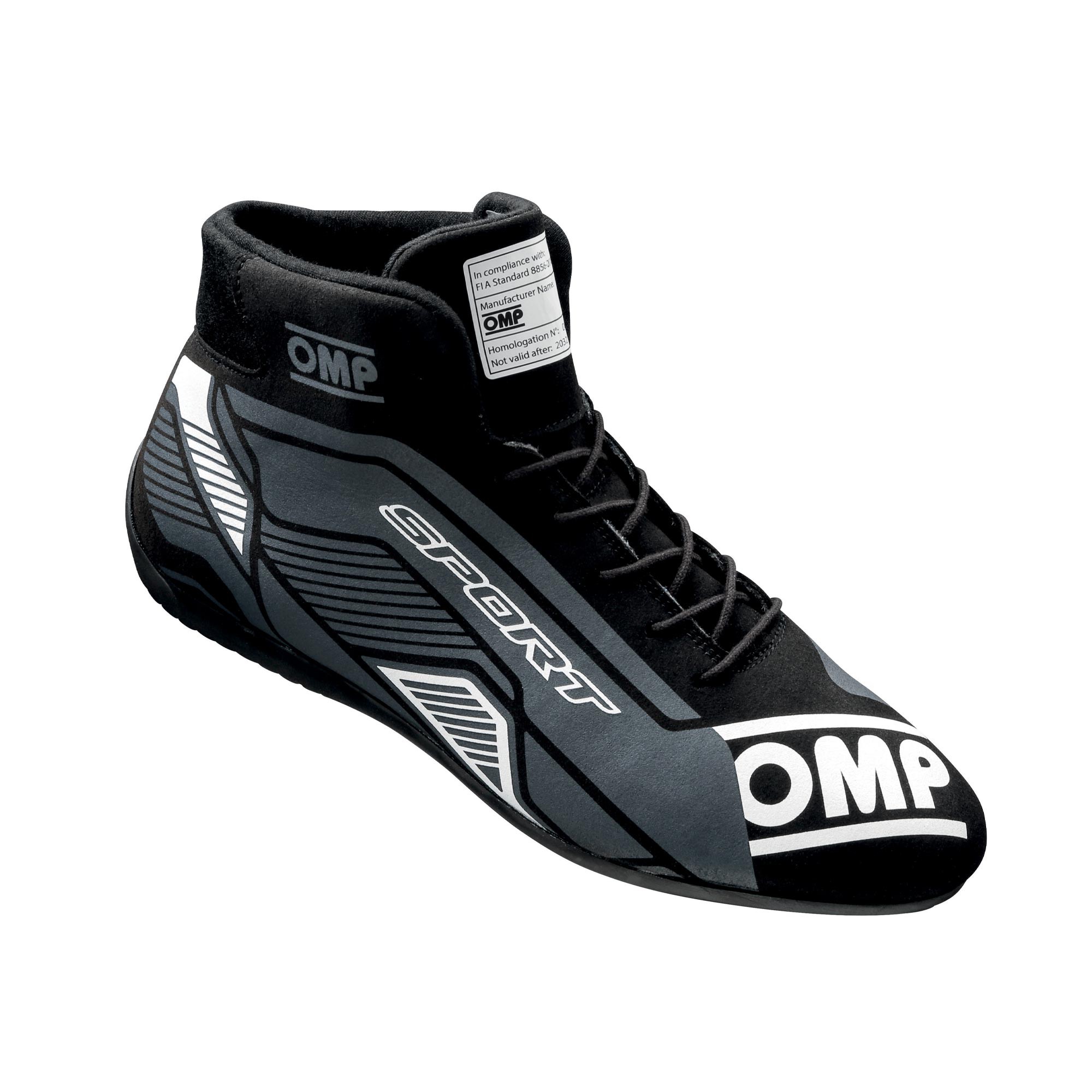 OMP SPORT ботинки для автоспорта, черный/белый, р-р 43 (EUR)