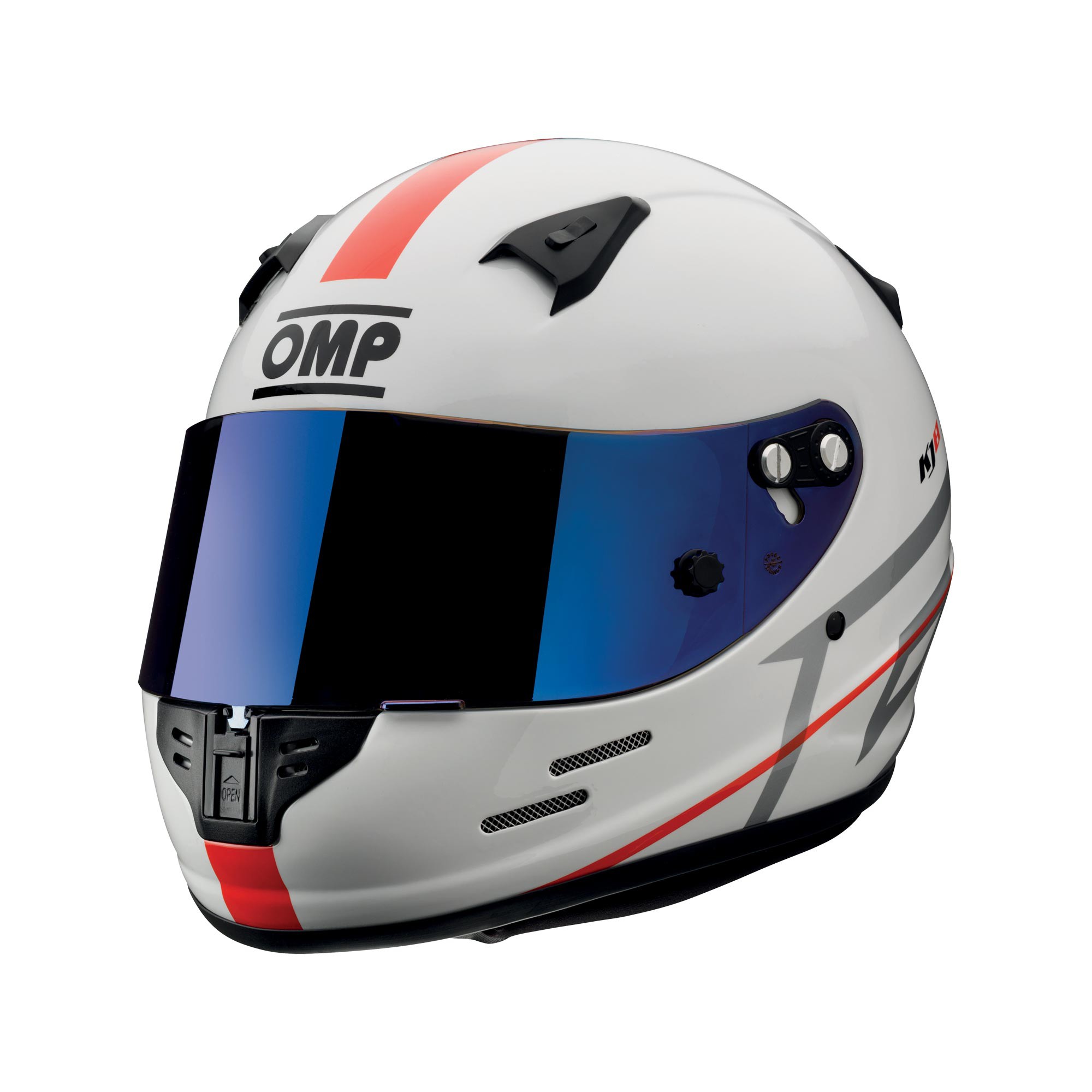 OMP KJ8 EVO шлем для картинга закрытый, белый/красная полоска, р-р S