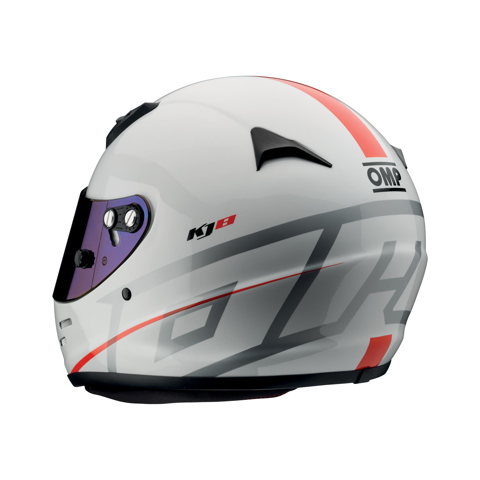 OMP KJ8 EVO шлем для картинга закрытый, белый/красная полоска, р-р S