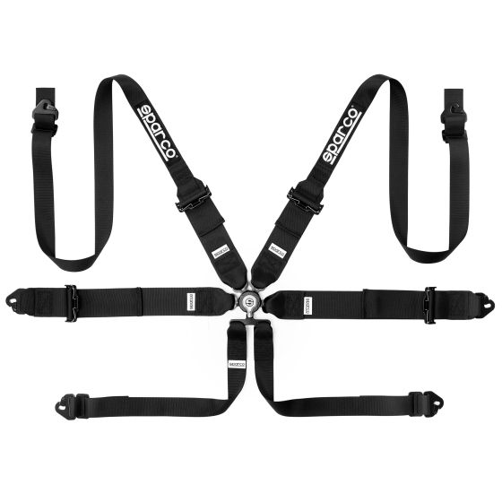 Sparco ремни для автоспорта, 6 точ, 3/2"+3", под HANS, черные
